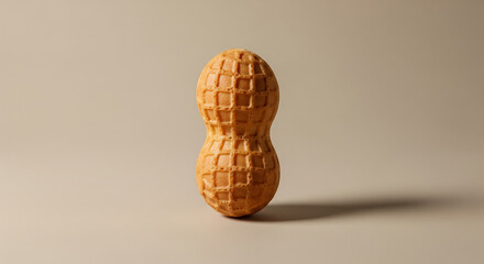 Single Peanut Shaped Korean Bread On Beige Background