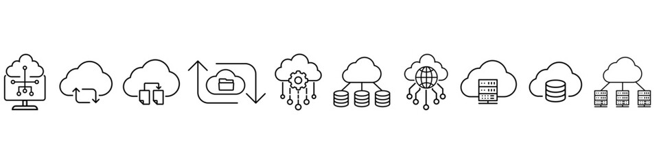 Cloud servis icon vector set. cloud storage  illustration sign collection. Data center symbol. Server  logo.