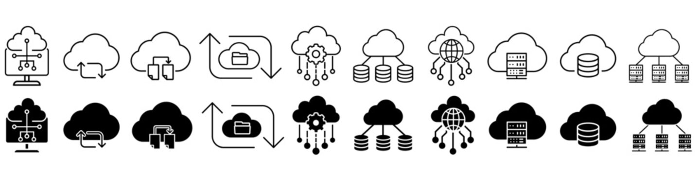 Cloud servis icon vector set. cloud storage  illustration sign collection. Data center symbol. Server  logo.