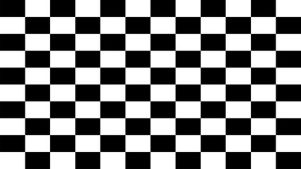 Fototapeta premium Abstract black and white checkerboard pattern with repetitive geometric squares, creating clean optical background ideal for card, banner, or business design element