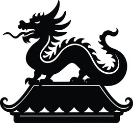 Obraz premium Traditional chinese dragon temple roof icon symbol
