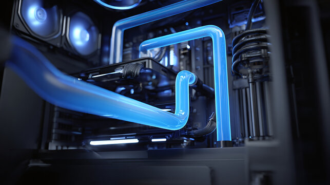 Cooling system and intricate components of a high-performance computer setup
