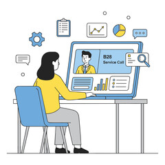 Online Service Call and Support Vector Illustration