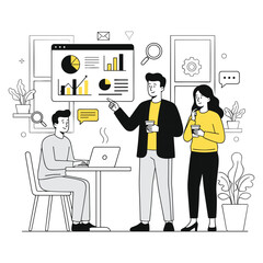 Marketing Team Analysis vector illustration