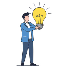 Businessman with Idea Lightbulb Vector Illustration
