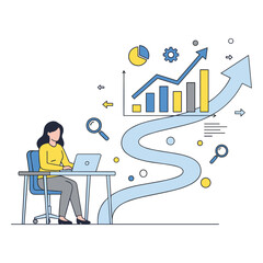 Data Analysis and Business Growth Vector Illustration
