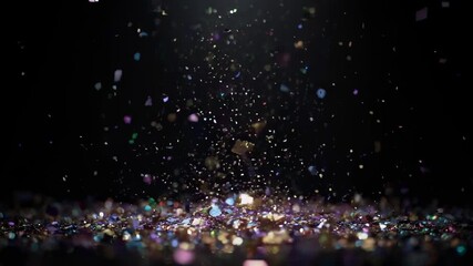 Confetti Falling Against Dark Background With Soft Spotlight And Bokeh Effect