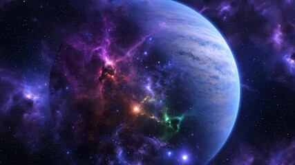 A vibrant planet and nebula in deep space - Powered by Adobe