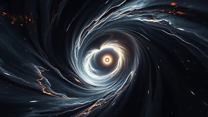 inflection. A dark matter vortex warping the fabric of spacetime, with light bending into impossible shapes. STEM education sheets, lab safety posters, designed for biotech research communications.