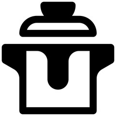 Homemade food. Outlined stroke vector icon with black-filled details.