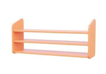 Wood shoe rack icon isolated on transparent background. shelf design arrangement furniture inside house, cartoon minimal style. 3D render illustration