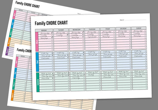 Colorful Style Family Chore Chart