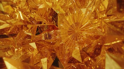 Initiating camera panning and zooming inside crystal space, revealing golden starburst core - Powered by Adobe