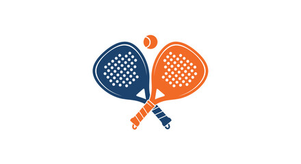 Crossed padel rackets with ball, sports equipment illustration.
