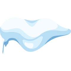 Stylized Abstract Snow Drift With Icicles Melting in Pale Blue and White Tones on a Clean Transparent Background
