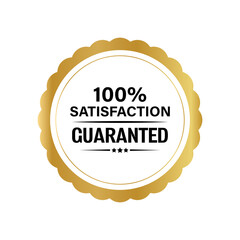 Gold badge with crown and luxury ribbon emblem .Satisfaction guaranteed badge.