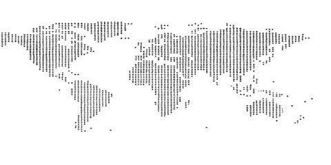 Black background vector world map illustration showing the continents of Europe, Asia, and America for global business and travel design © DreamLoom