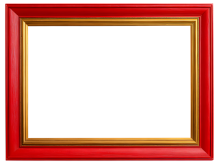 Horizontal red frame isolated on transparent background, perfect for art, mockup, or interior design projects.