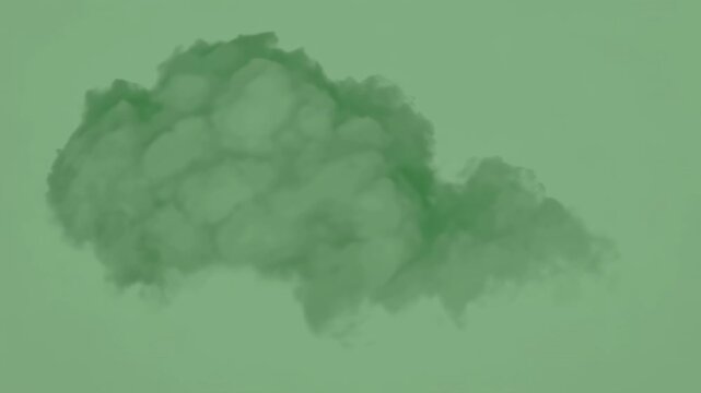 A green-toned, wispy cloud floats against a matching background