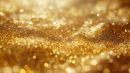Drifting camera focus causing golden particles undulating in macro shot, with bokeh lights - Powered by Adobe