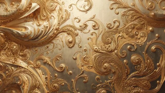 Starting with leaf curl, golden filigree gliding across metal panel, revealing embossed scrollwork