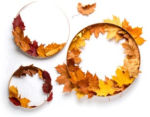 Autumn Leaves Circle Frames - A Seasonal Decorative Arrangement.