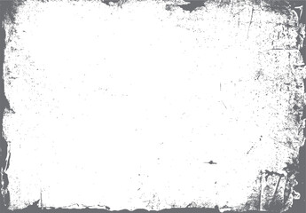 Textured gray grunge border with scattered speckles and distressed edges on white background vector