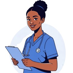 Friendly african american nurse holding clipboard, medical care