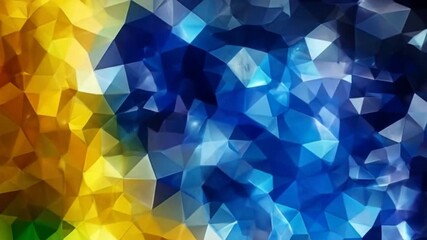 A vibrant abstract composition featuring geometric shapes in shades of yellow and blue - Powered by Adobe