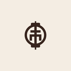 Obraz premium Abstract geometric emblem design isolated on cream background