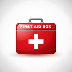 Obraz premium A red first aid box icon on a white background