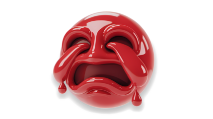 Red cry emoji isolated on transparent background.