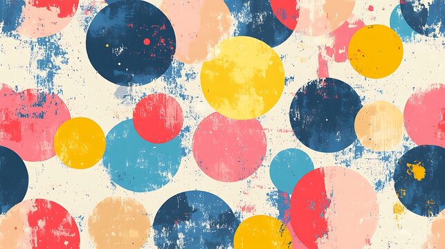 Colorful abstract circles with grunge texture for backgrounds artistic visual design creative modern aesthetic expressive concept