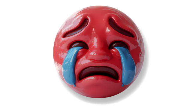 Cry emoji isolated on transparent background.