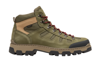 Isolated hiking boot stands on its own, ready for adventure on the trails or in everyday urban style