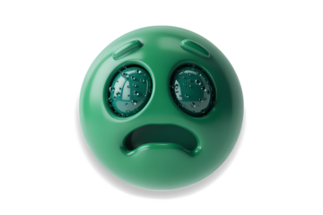 Sad emoji on transparent background.