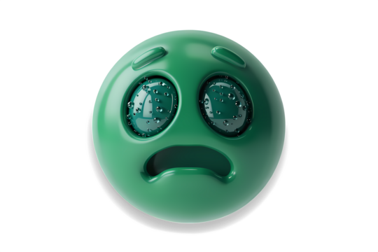 Sad emoji on transparent background.