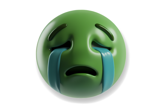 Sad emoji. 3D tendering on transparent background.