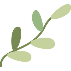 Stylized Botanical Branch With Green Leaves And Soft Natural Lighting On A Transparent Background.