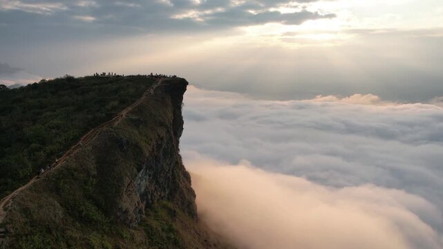Phu Chi Fa, Thoeng District, Wiang Kaen District, Chiang Rai Province, a tourist attraction where you can see a 360-degree sea of ​​mist, Asia.