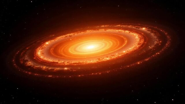 Fiery cosmic wonder unfolding in a vibrant orange galaxy, spiraling through the universe with celestial dance of light and space, a dynamic astral event