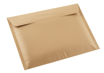 Isolated padded brown paper envelope is unsealed, perfect for shipping or sending documents.