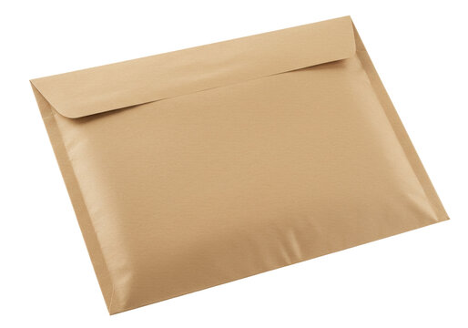 Isolated padded brown paper envelope is unsealed, perfect for shipping or sending documents.
