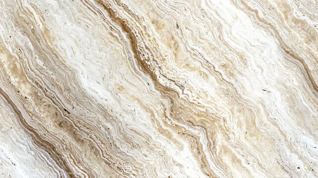Seamless camera moves right beige marble travertine texture with wavy patterns. Horizontal Dynamic background loop.