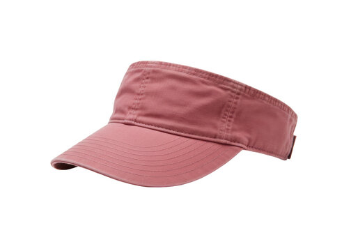 Isolated casual pink visor cap, summer headwear for sun protection, trendy fashionable style