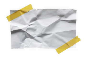Paper with crumpled texture and yellow tape