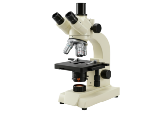 Isolated Biological research laboratory microscope for scientist to examine specimens