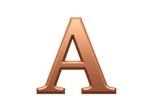 Isolated Copper-Textured Capital Letter A. Metallic A. Shining A. Rich and Detailed Design - Powered by Adobe