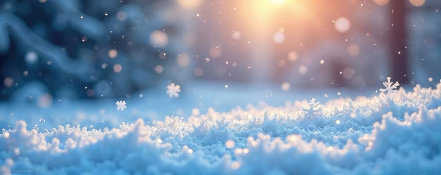 A mesmerizing blanket of softly falling snowflakes creates a serene winter scene Perfect for holiday, weather, and nature themes The delicate crystals glisten in the soft light , texture, magical