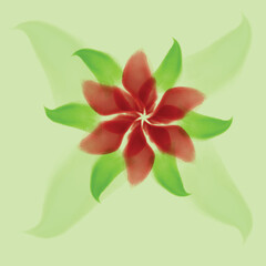 Abstract floral background with blooming pink flowers and decorative leaves